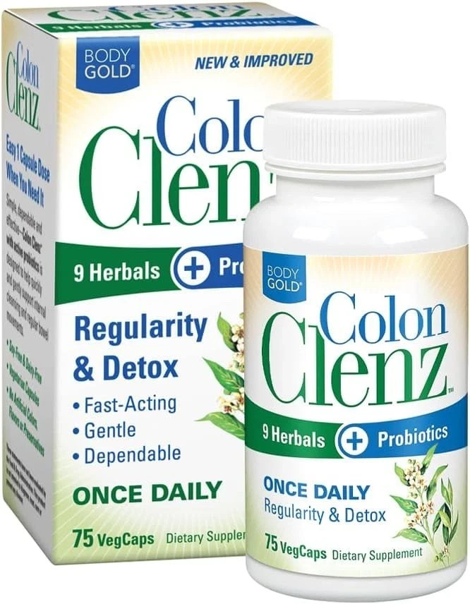 Body Gold Colon Clenz Regularity & Detox Formula | Once 75 Count Pack of 2