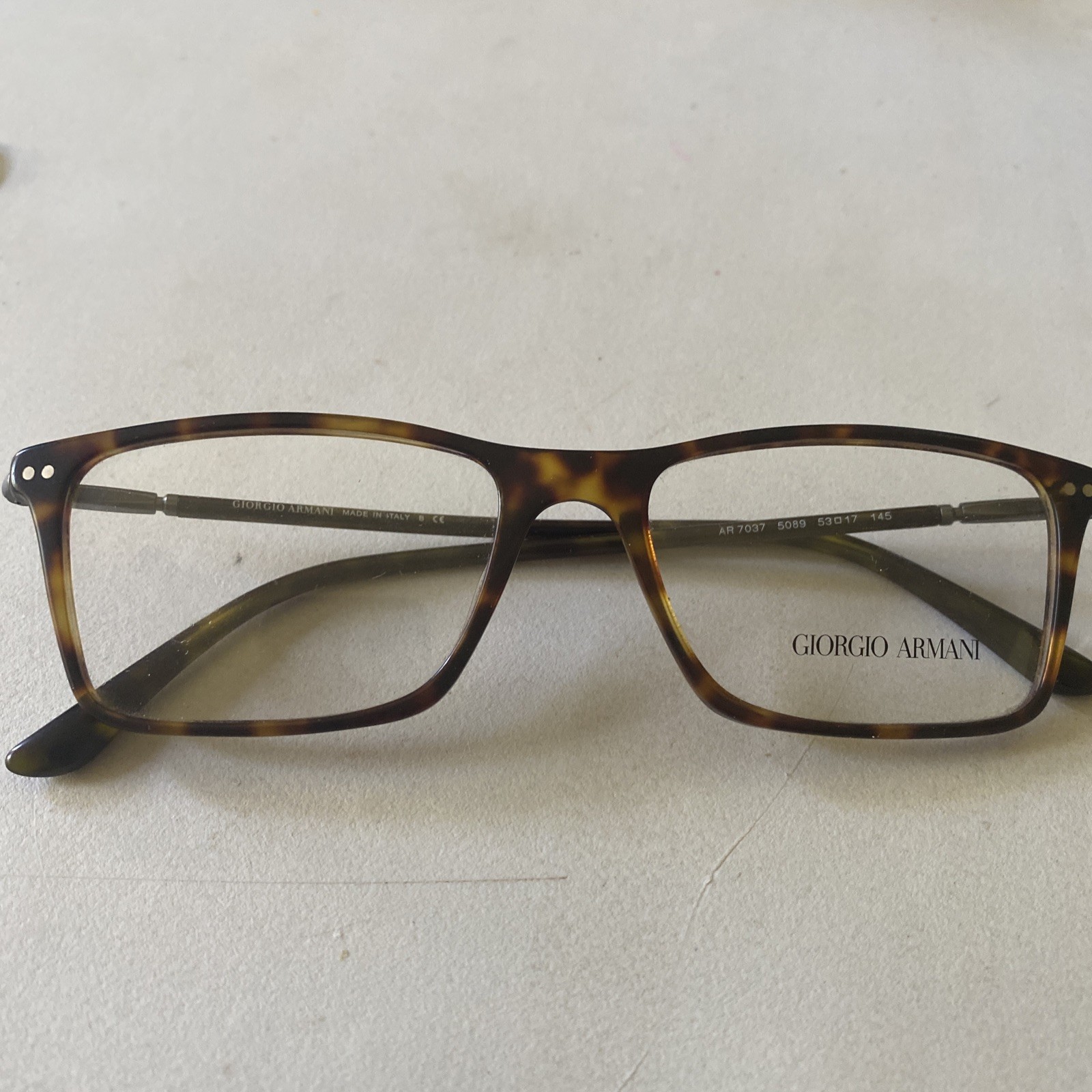 Giorgio Armani Rectangle Man Eyeglasses AR7037 5089 53mm Matte Dark Havana – NEW