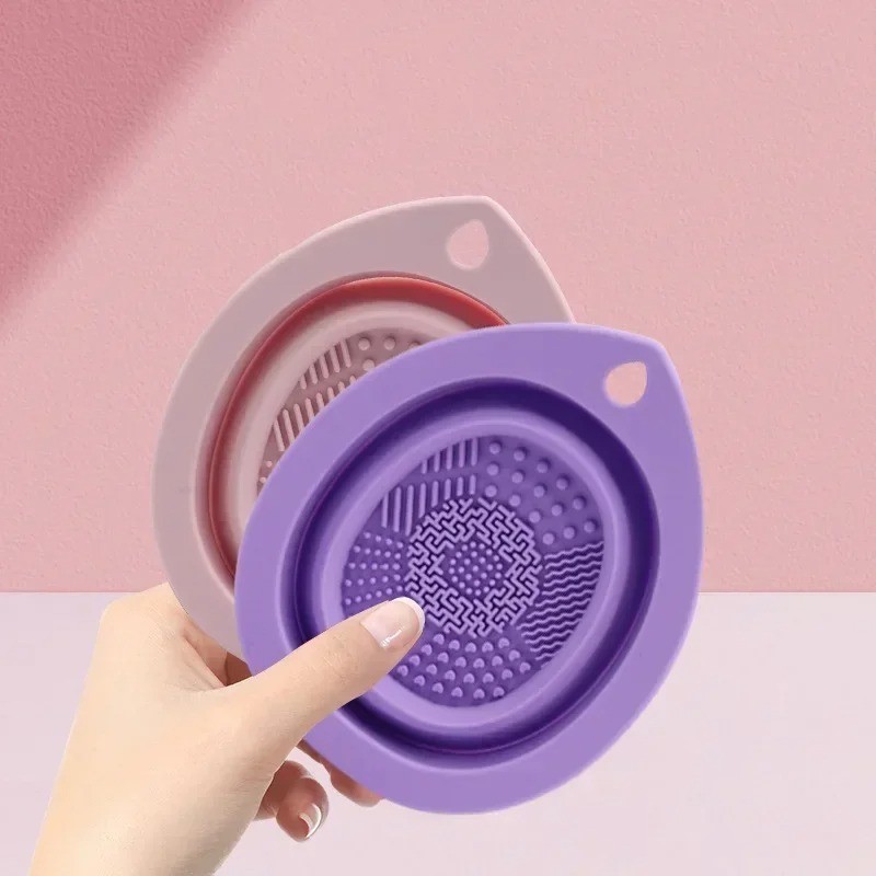 Silicone Makeup Brush Cleaner Foldable Cosmetic Washing Bowl Powder Puff Scrubbe