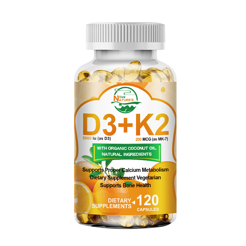Vitamin D3 5000 IU + K2 200mcg 120 Capsules Extra Strength D3 K2 Supplements