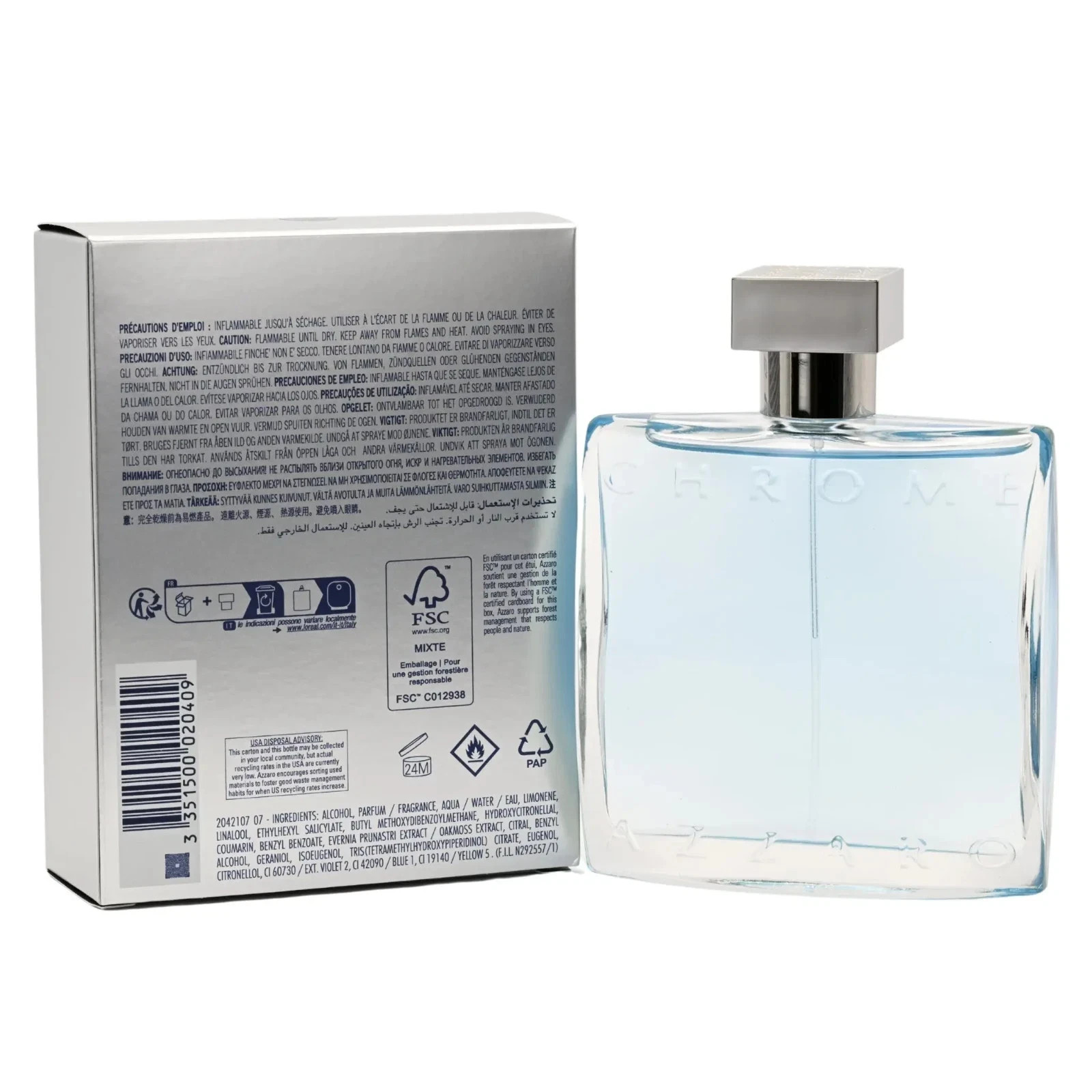 CHROME by Loris Azzaro for Men Cologne 3.3 oz / 3.4 oz EDT New in Box
