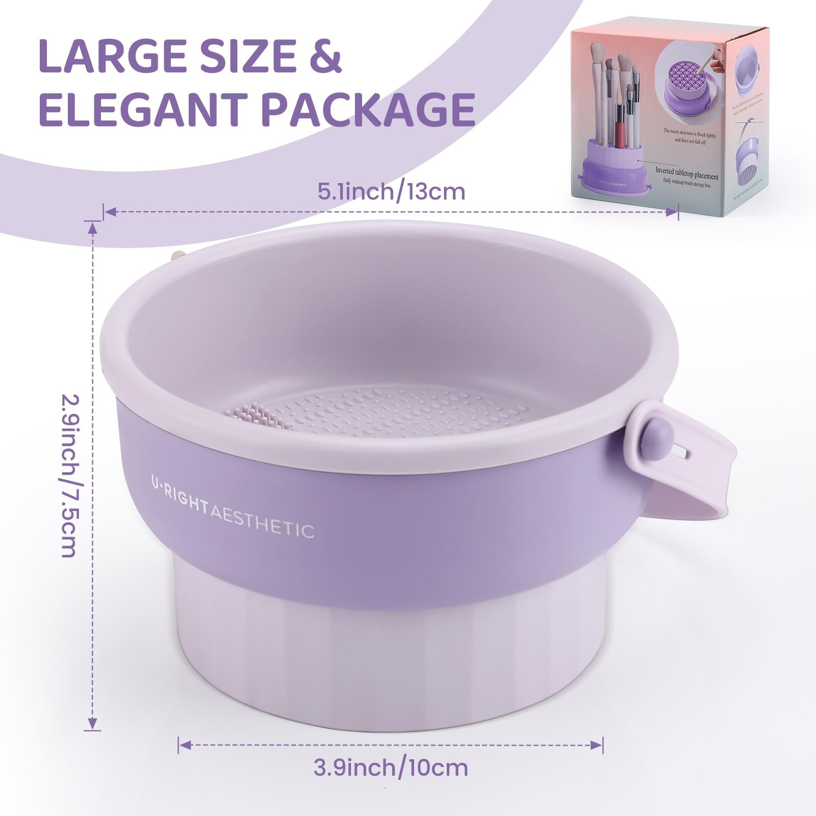 2 Pack Silicone Makeup Brush Cleaner Mat & Bowl – 3 in 1 Scrubber Tool, Pink