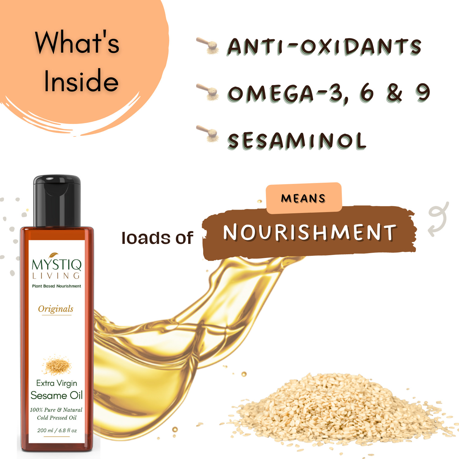 Mystiq Living Originals – Extra Virgin Sesame Oil – 200 ML