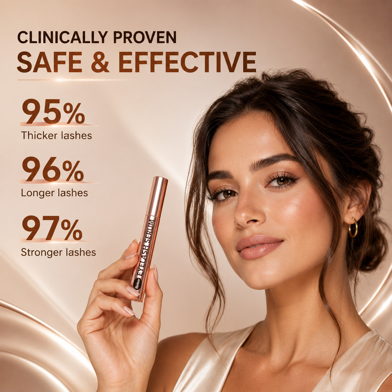 Eyelash Eyebrow Growth Serum Hyaluronic Acid Natural Longer Thicker 6 Month