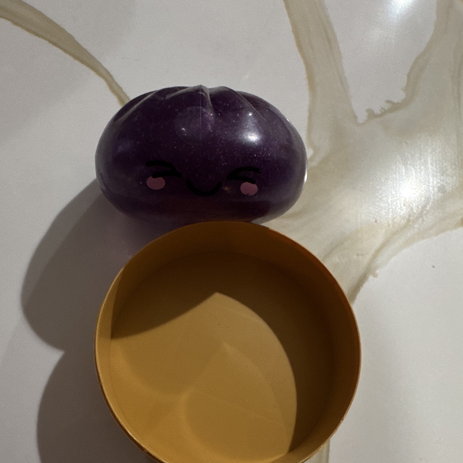 Purple Glitter Plastic Squeeze Stress Ball, 3 in Squishy Stress Reliever Toy