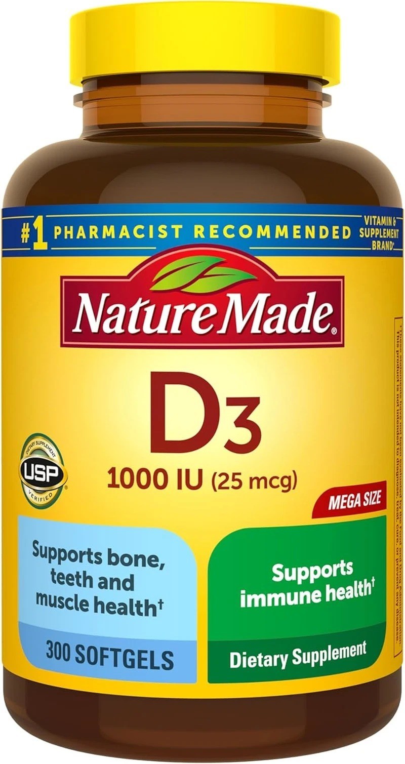 Nature Made Vitamin D3 1000 IU (25 Mcg), Vitamin D Supplement for Bone, Teeth, M
