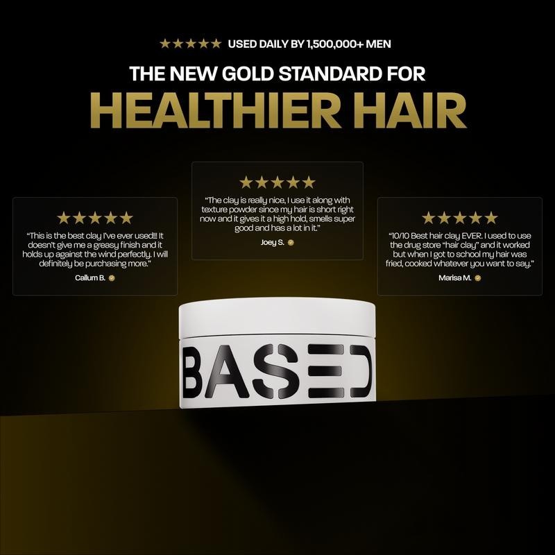 BASED Hair Clay – Strong Hold Matte Finish 3oz Jar Non-Toxic Shea Butter Beeswax