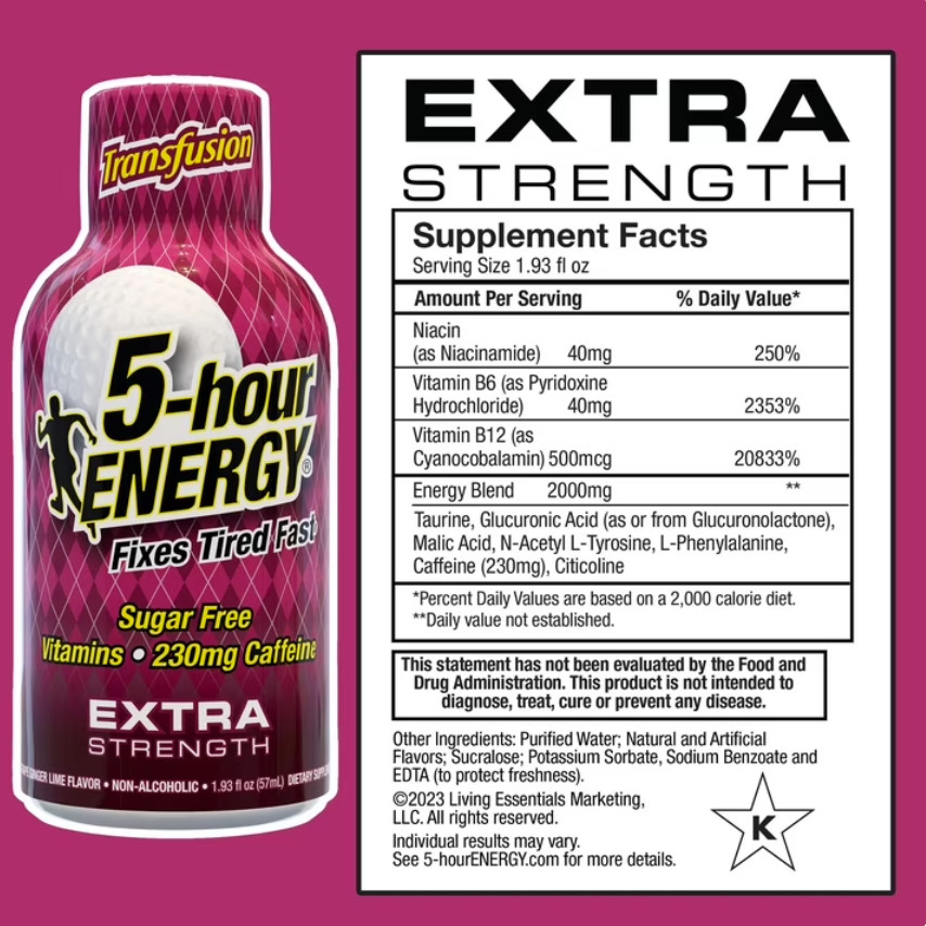 5-Hour Energy Shot, Extra Strength Transfusion Flavor, 30 Count