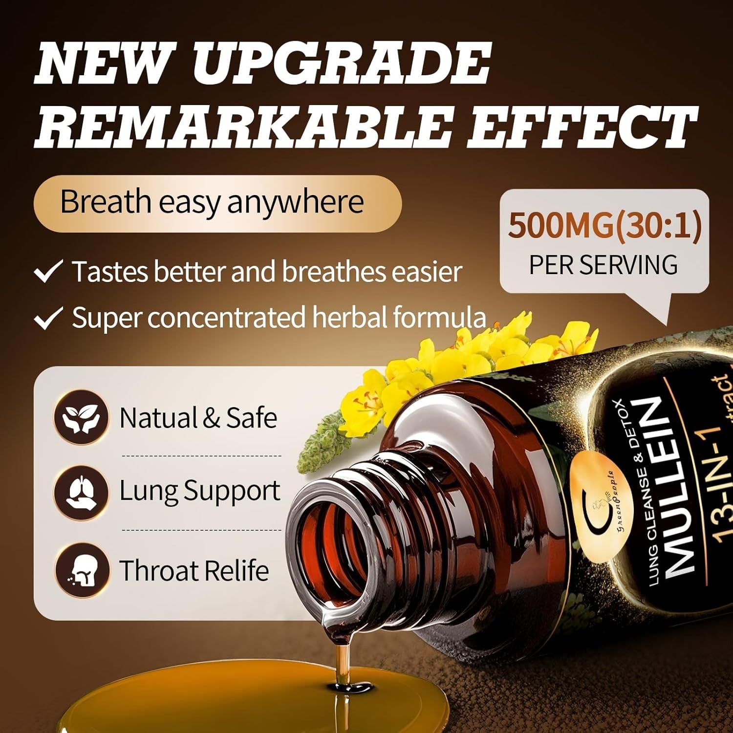 Mullein drops for Lung, Mullein Leaf Extract, Super Concentrated Tincture