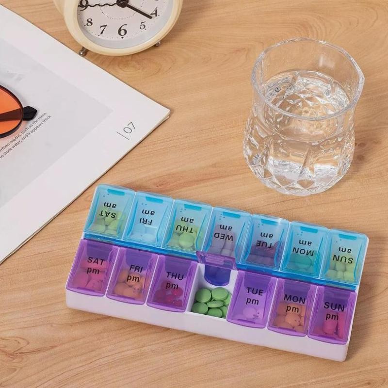 2PCS Weekly Pill Box Organizer Twice a Day 7 day AMPM Medicine Organizer Case US