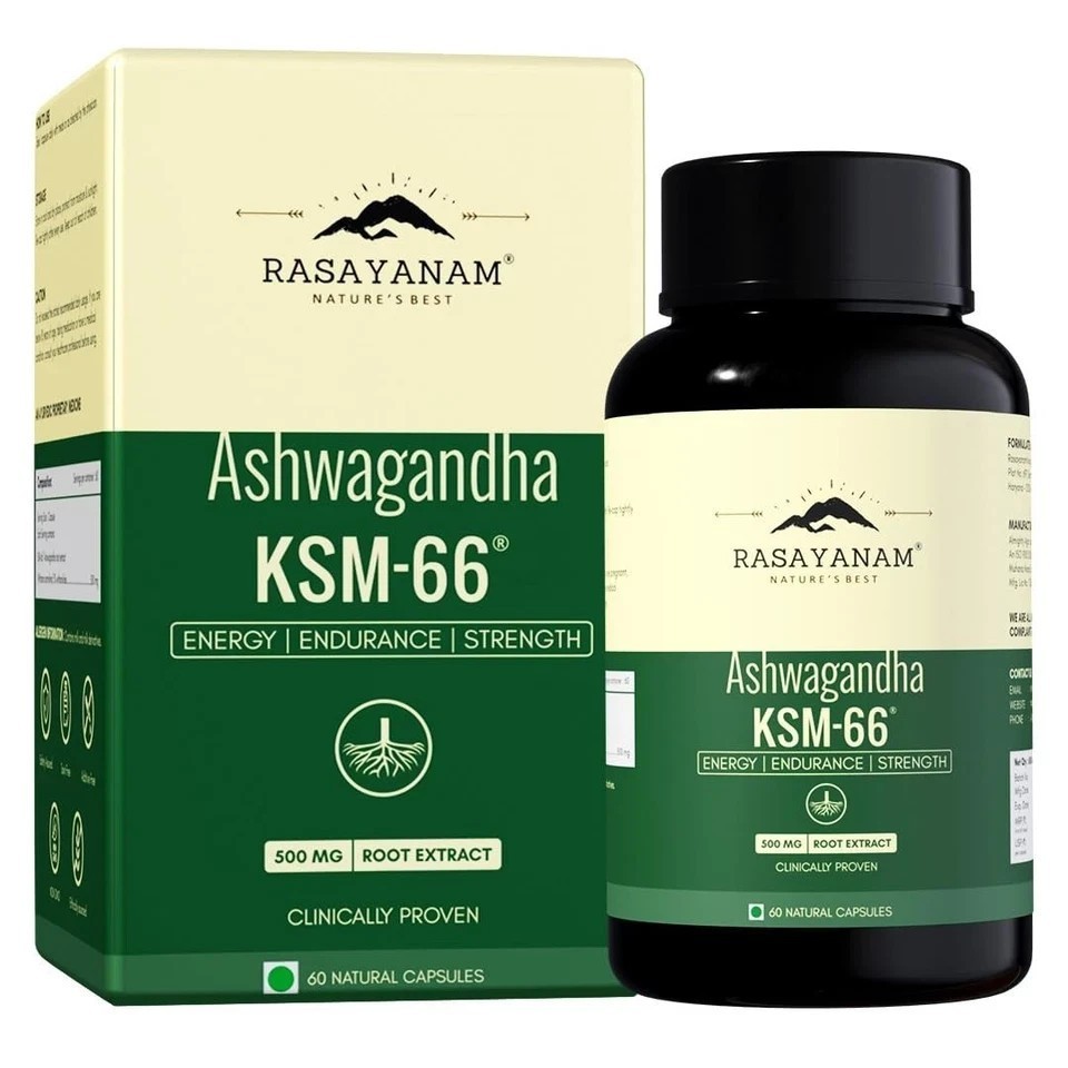 Ashwagandha KSM-66 | 5% Withanolides | 100% Pure Root Extract | 60 Capsules (2x)