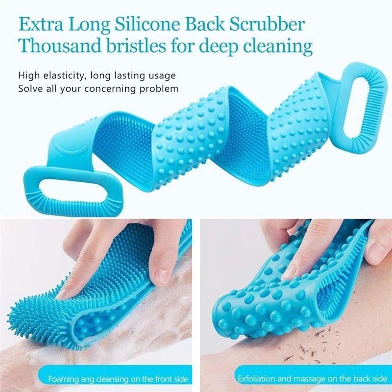 Silicone Body Back Scrubber Double Side Bathing Brush For Skin Deep Cleaning