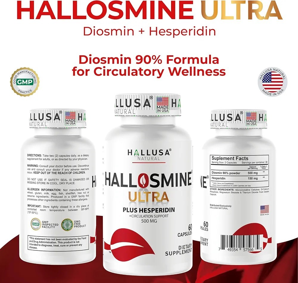 Hallusa Natural Diosmin Circulation – Support for Circulation and Veins 60 caps