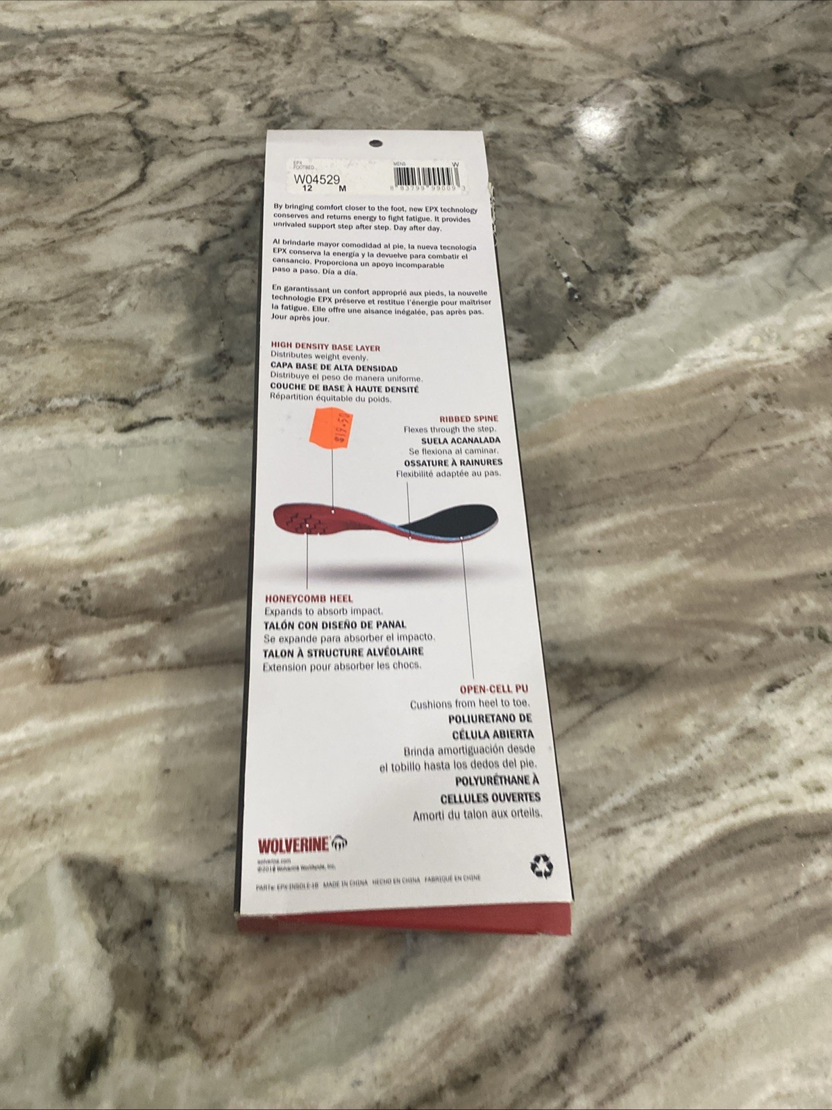 New Men’s Sz 12 M Wolverine Durashock W04529 EPX Anti-Fatigue Insoles For Boots
