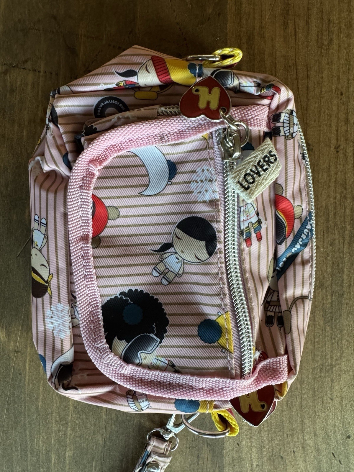 Harajuku Lovers Gwen Stefani Zippered Makeup Cosmetic Pouch Bag Wristlet Charm