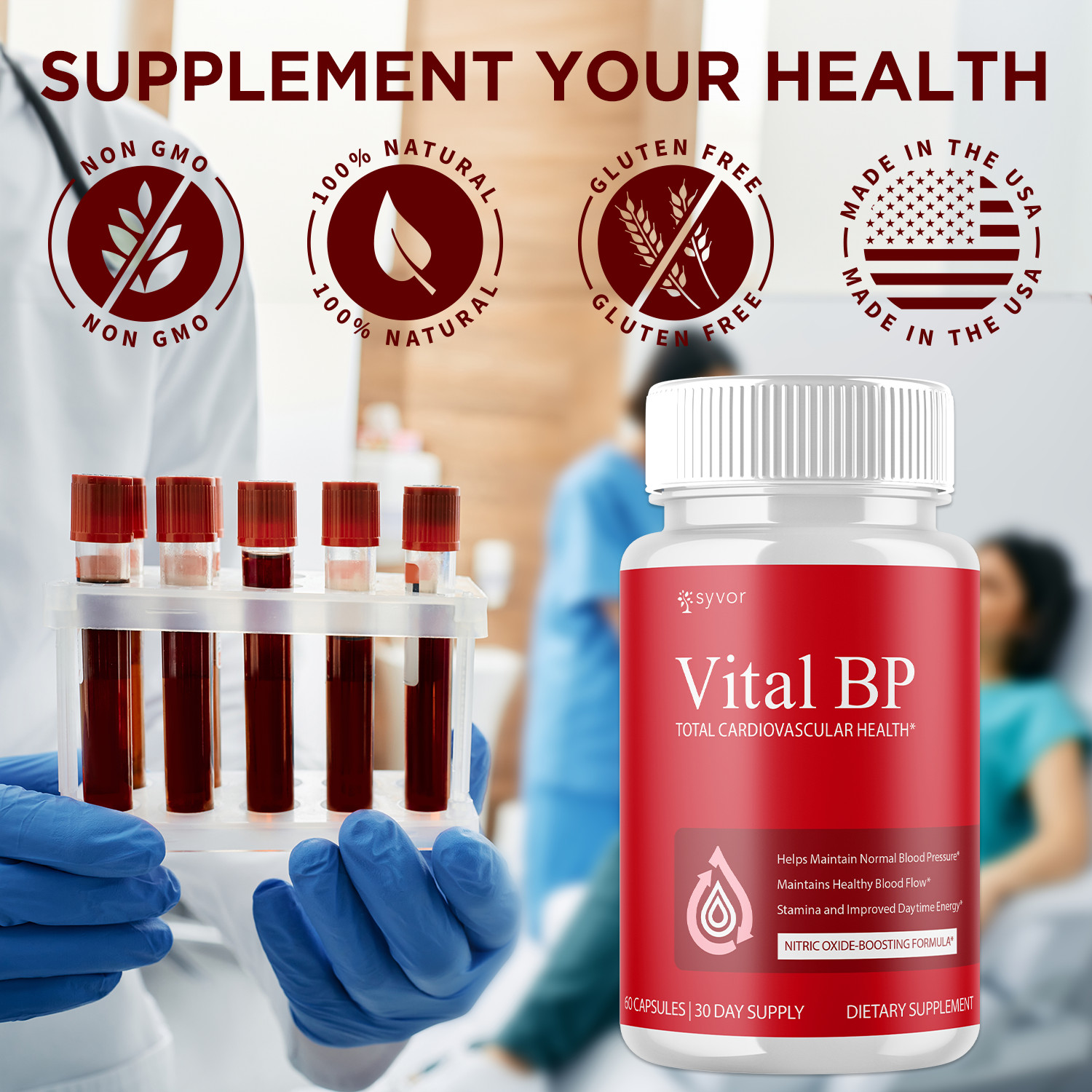 (1 Pack) Vital BP Advanced Blood Support Vitamin Formula VitalBP 60 Capsules