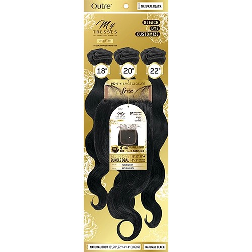 100% Human hair Mytresses Gold Label Natural Body Closure