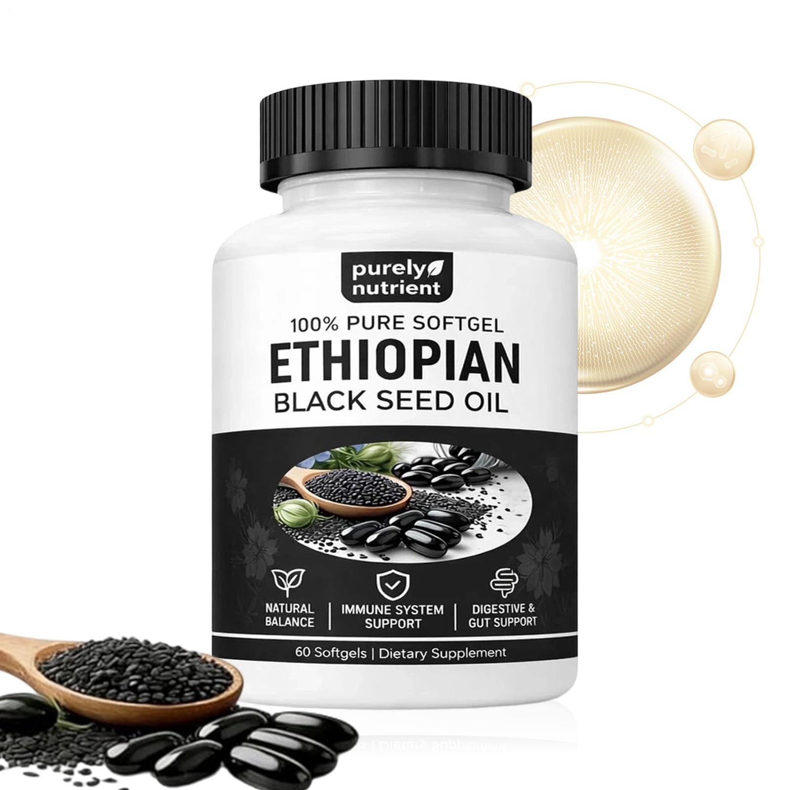 3 PACK Ethiopian Black Seed Oil Softgels |4.64% Thymoquinone |Gluten-Free