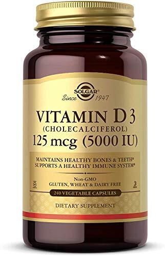 Solgar Vitamin D3 (Cholecalciferol) 125 mcg (5000 IU) 240 Vegetable Capsules