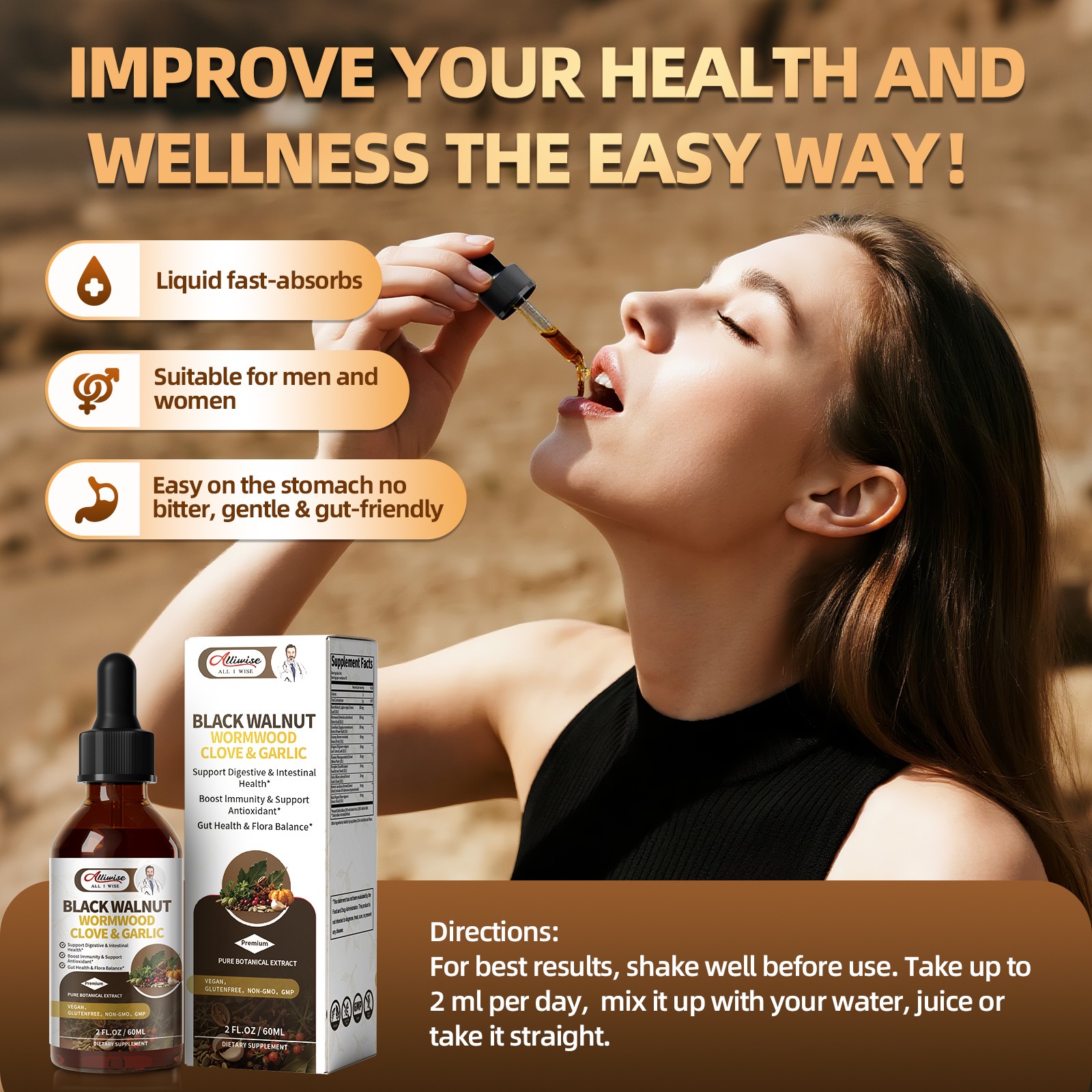 Parasite Cleanse Tincture/Extract-Wormwood,Black Walnut Hull, Clove,Best Quality