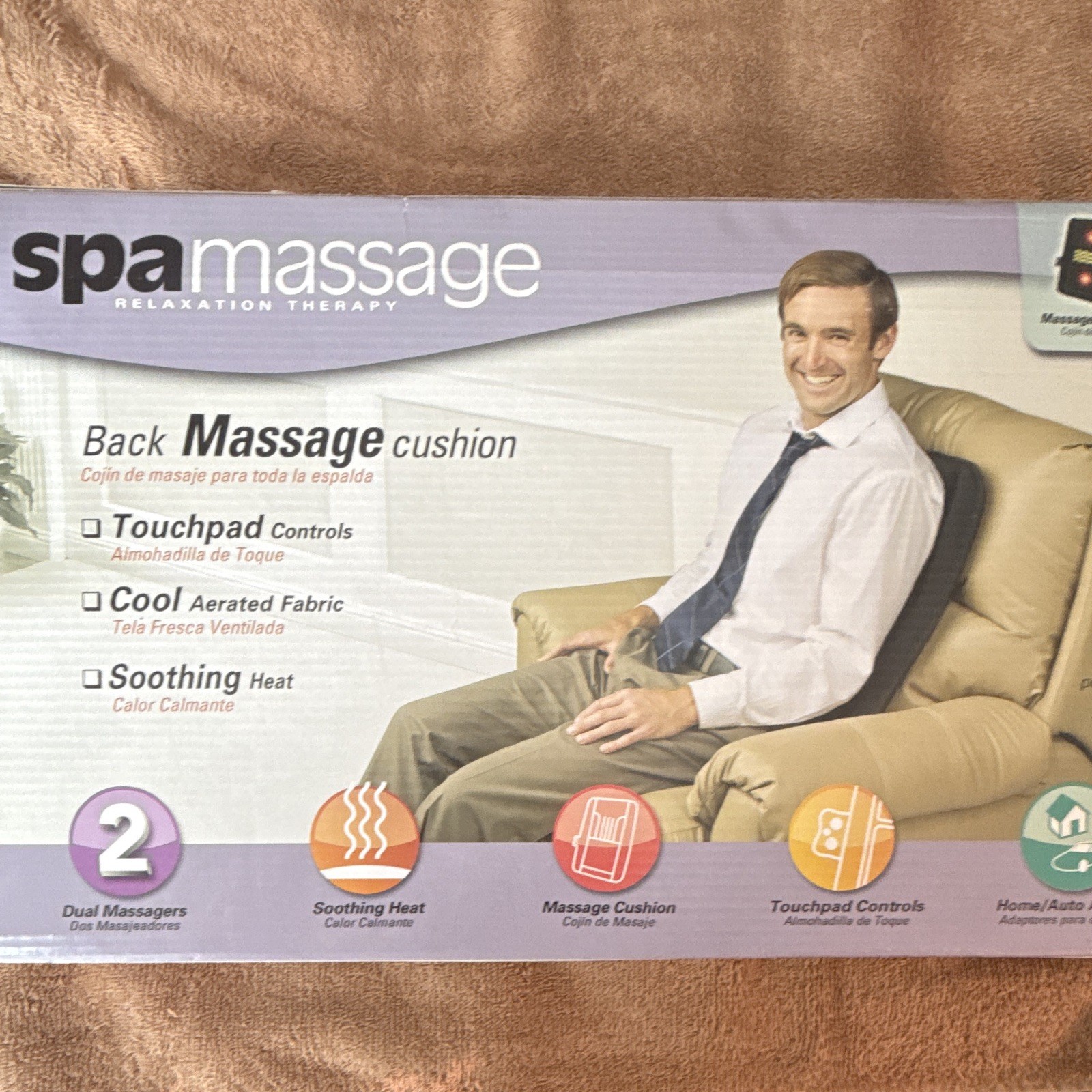 Spa Massage Heated Vibrating Back Massage Cushion, Dual Heads, Touchpad, 12V