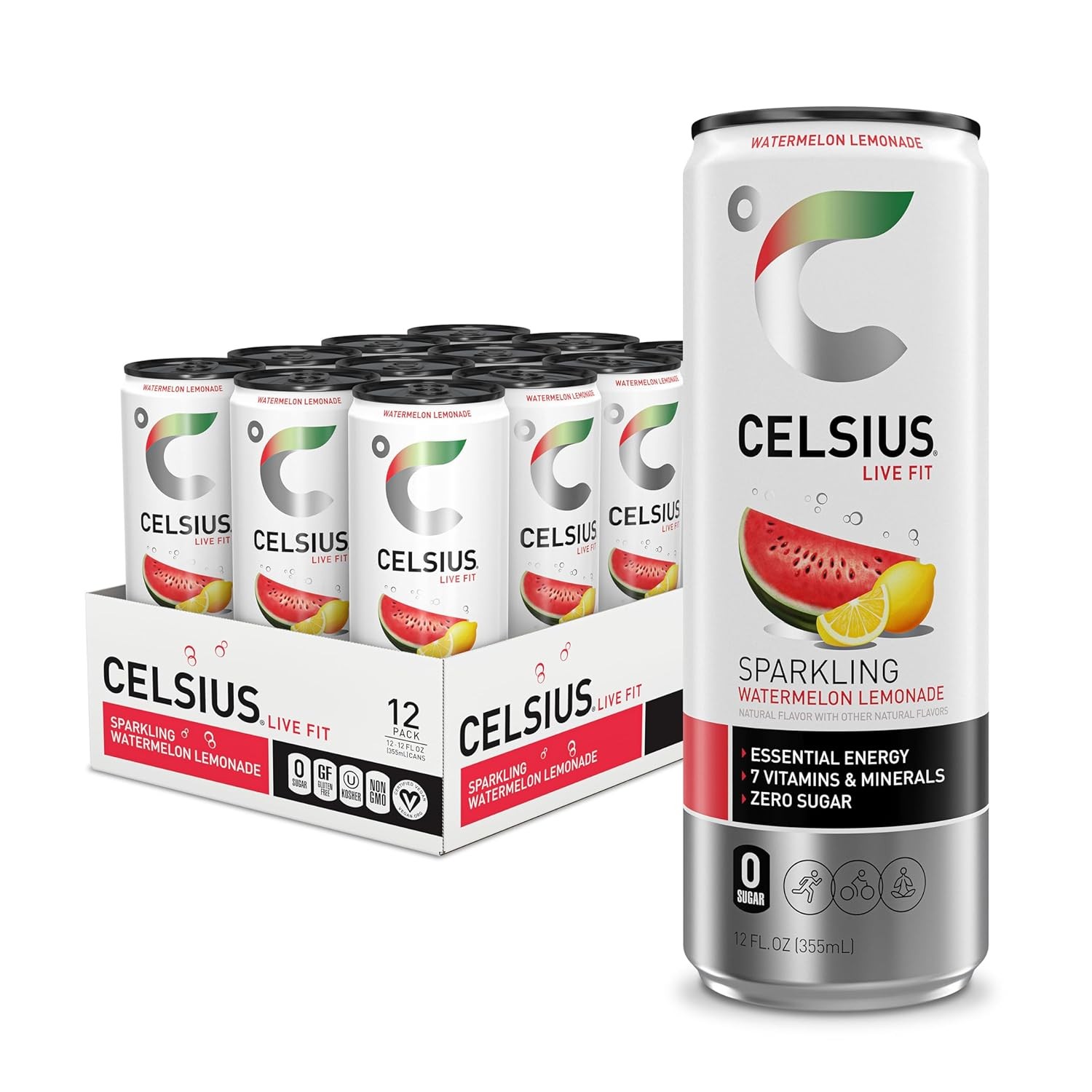 CELSIUS Sparkling, Sugar Free Energy Drink, 12 Fl Oz (Pack of 12)