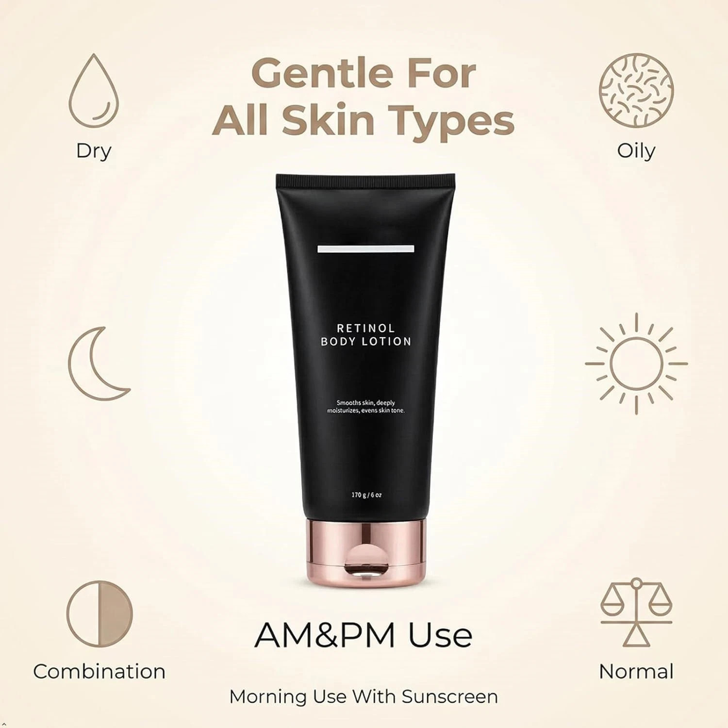 Retinol Anti Aging Body Lotion Firming Cream Crepey Skin Moisturizer 6oz 170g