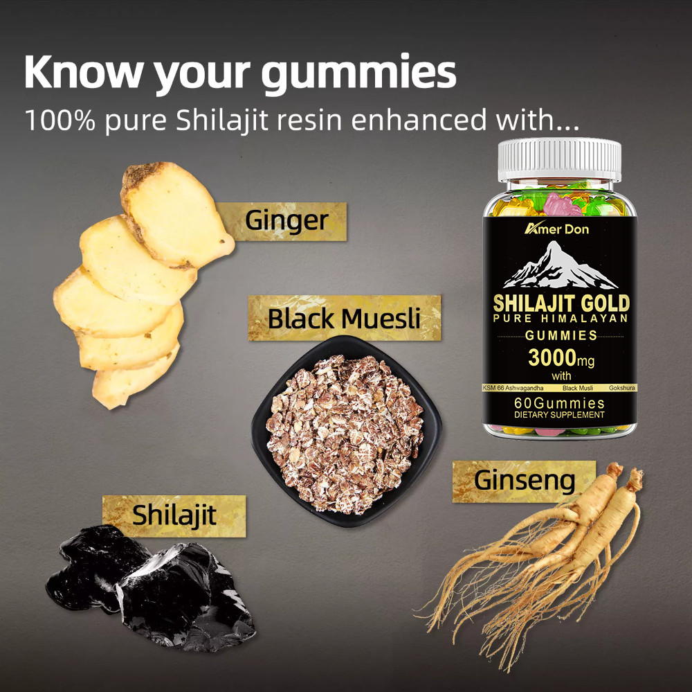Himalayan Shilajit GOLD Gummies, Organic, Extremely Potent 3000 mg, Fulvic Acid