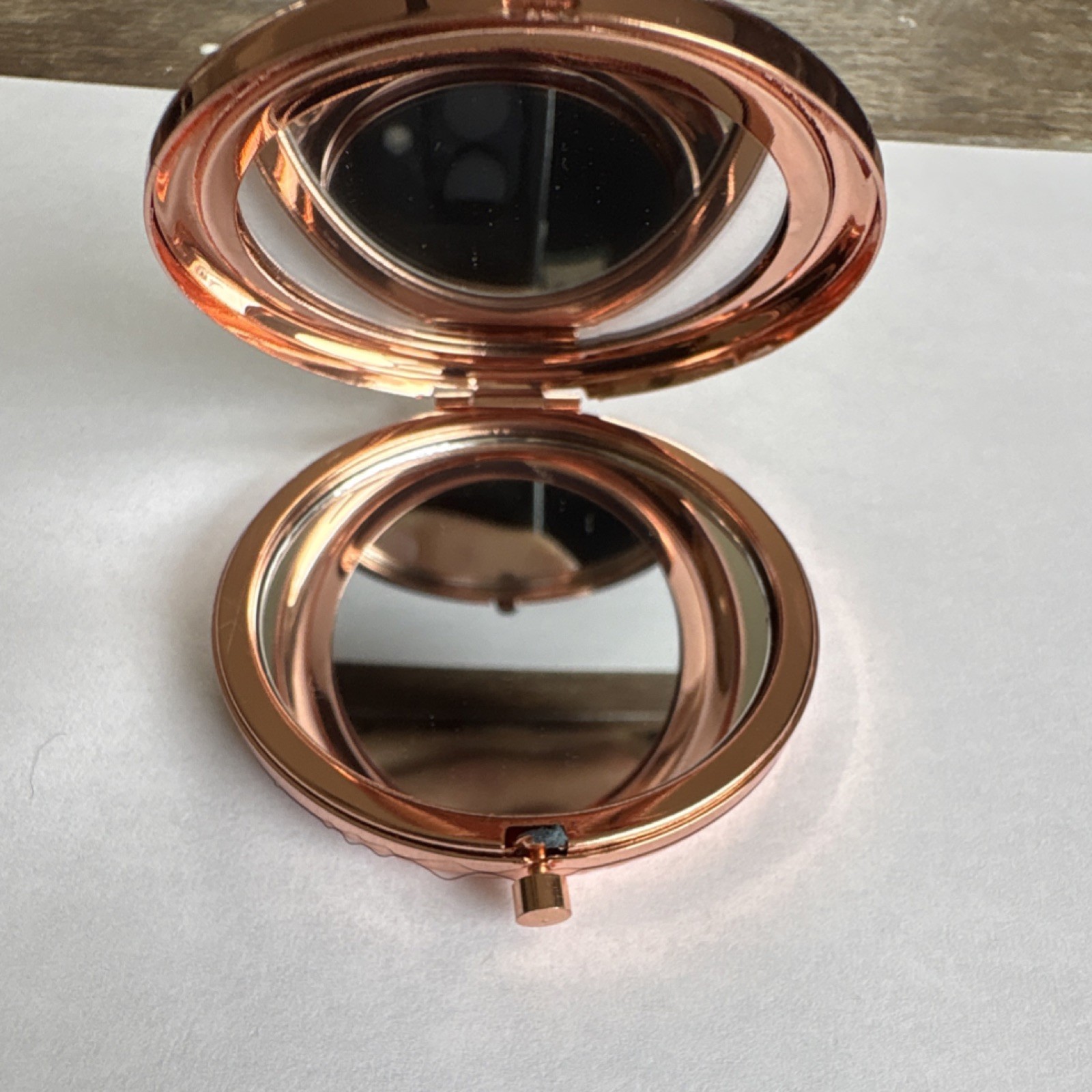 Rose Gold Round Folding Dual-Sided Compact Mirror featuring Pokemon Coin