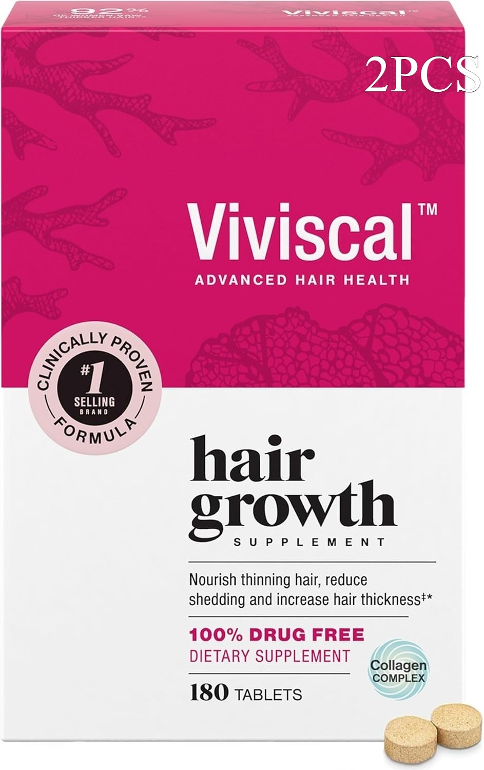 1 Packs Viviscal Hair Growth Dietary Supplement Collagen 180 Intricate with Tabs