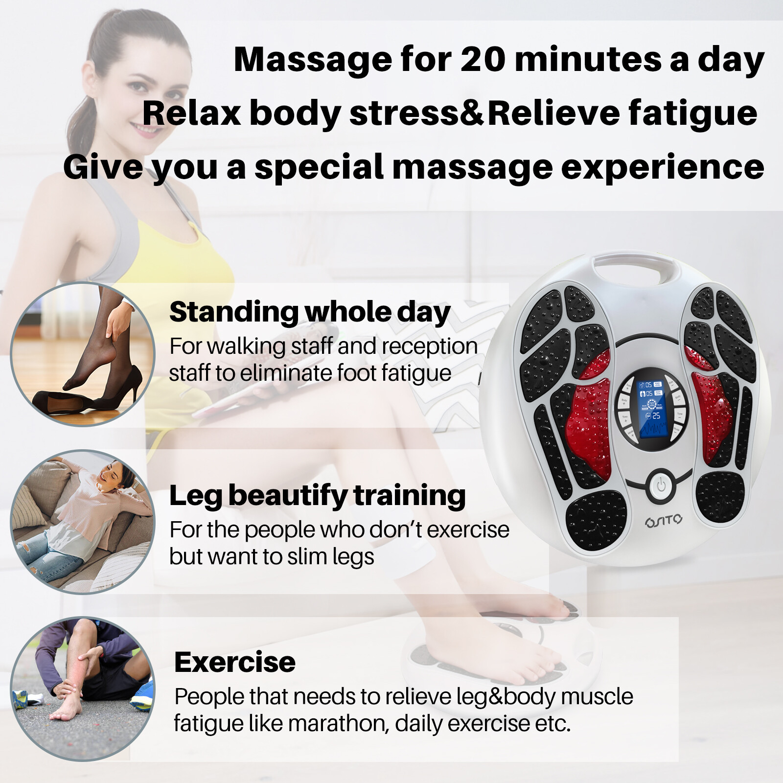 OSITO EMS Foot Circulation Massager Booster for Neuropathy Feet Legs Pain Relief