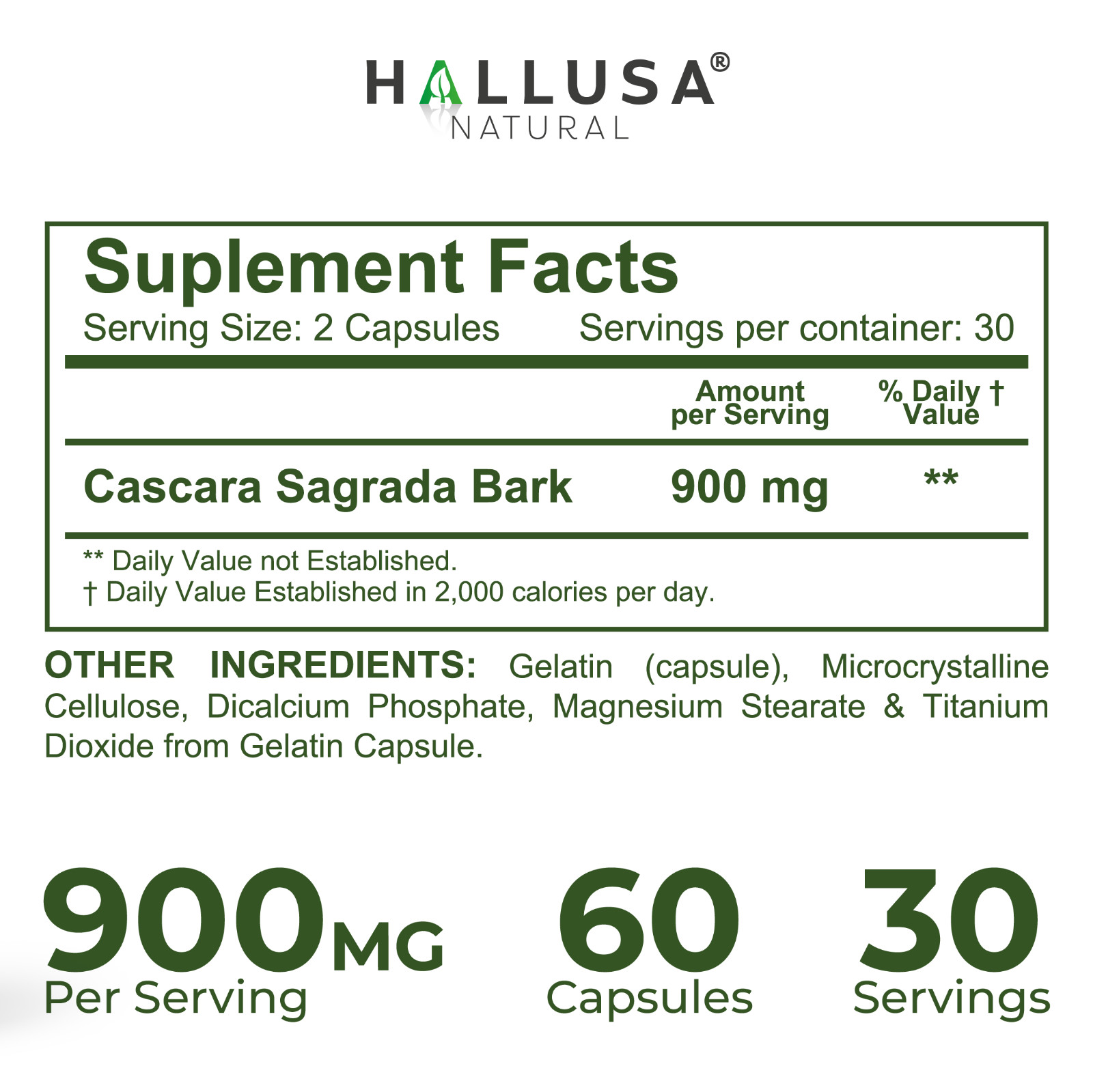 CASCARA SAGRADA – Gentle Natural Laxative – Digestive & Metabolism – 60 Caps