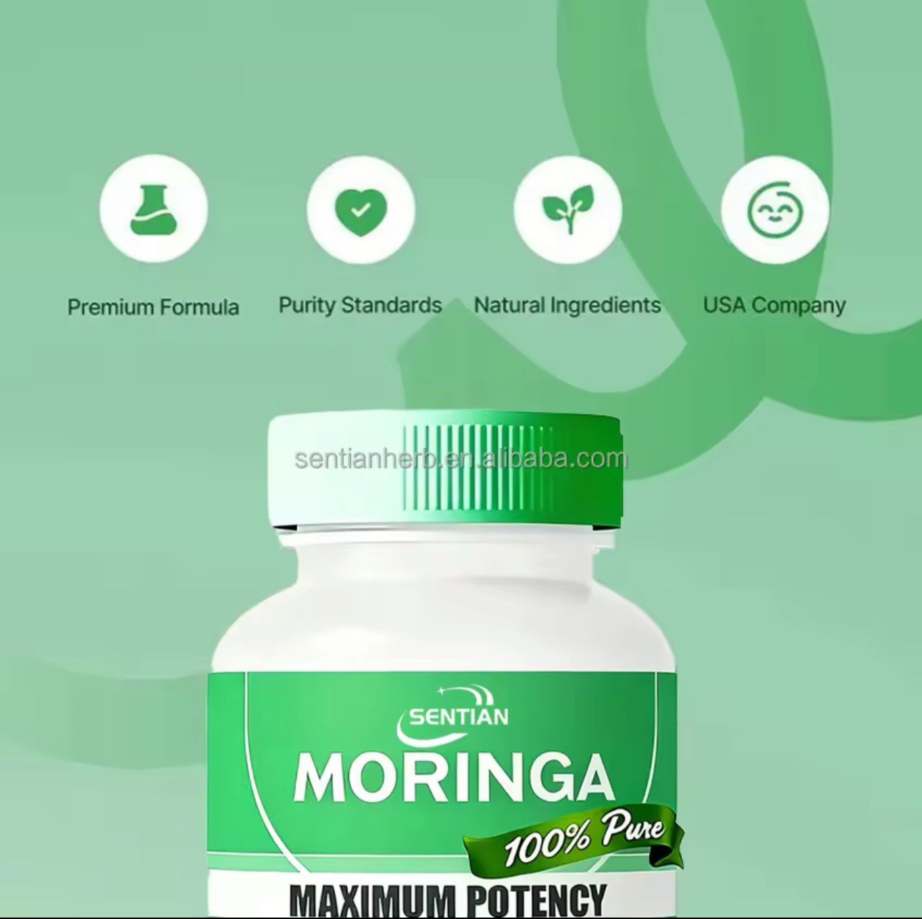 DEZEN Organic Moringa Powder Capsules, Superfood, 60 Caps Each, Vegan, Non‑GMO