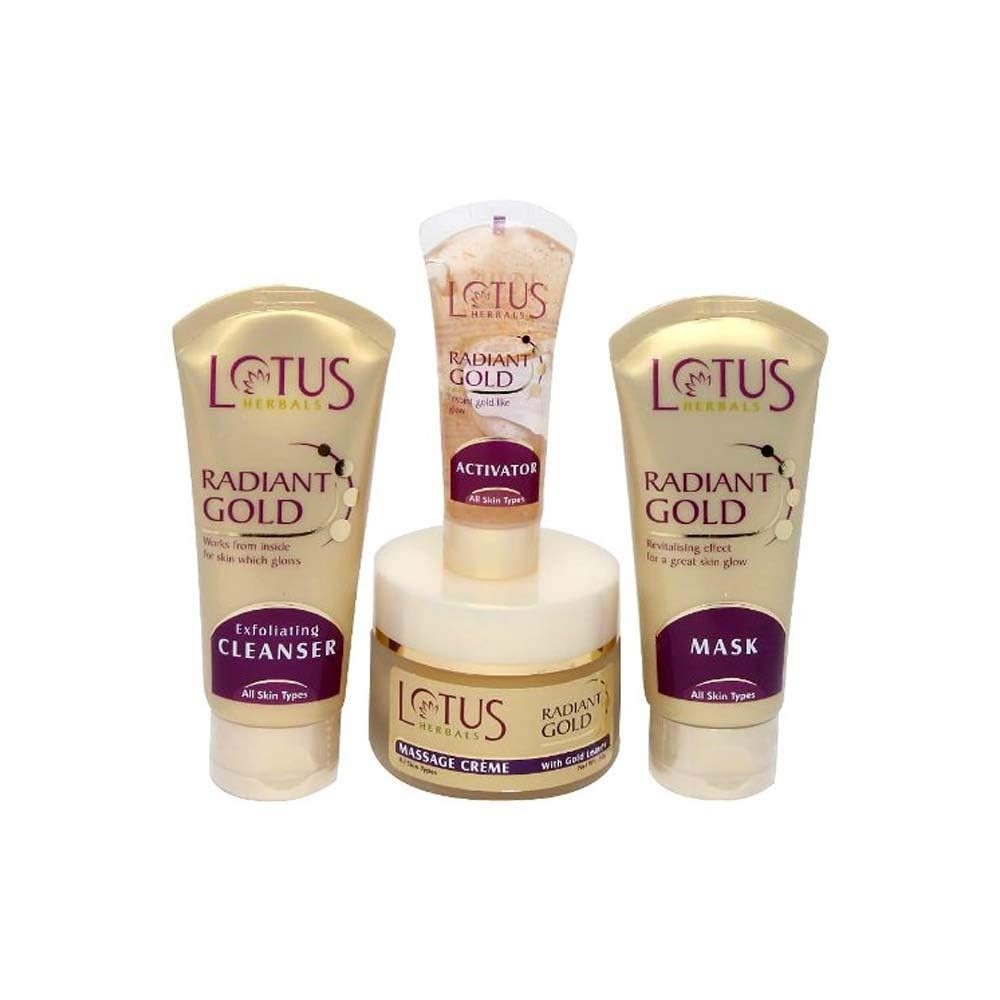Lotus Herbals Radiant Gold Facial Kit 170g – 24K Gold Leaf Glow, For Men & Women