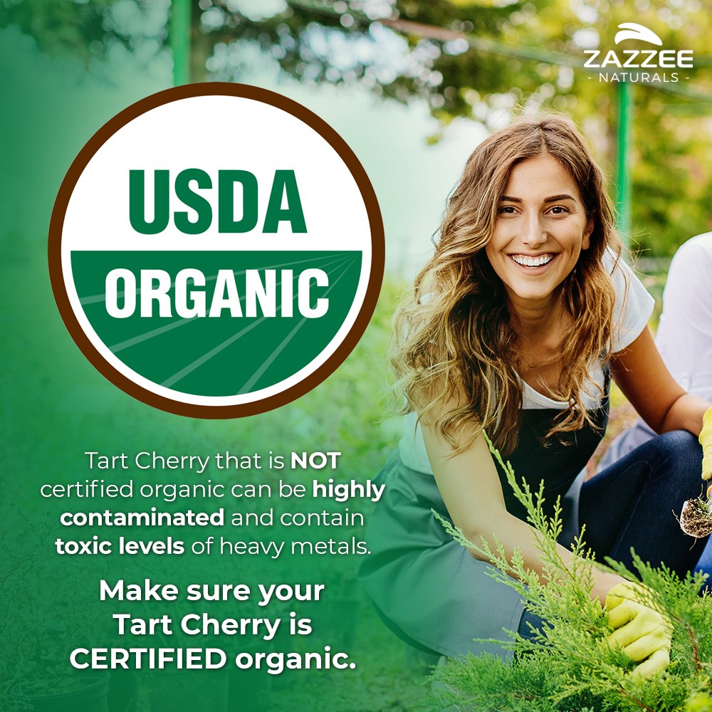 Zazzee USDA Organic Tart Cherry 10:1 Extract, 60 Vegan Capsules, 2 Month Supply