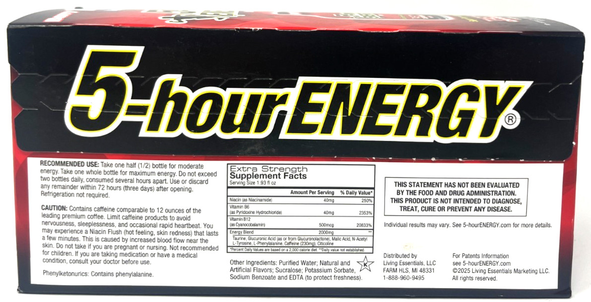 5-Hour Energy Value Pack Sealed BERRY 1.93 fl oz 10 Count Each Exp: 2/2028