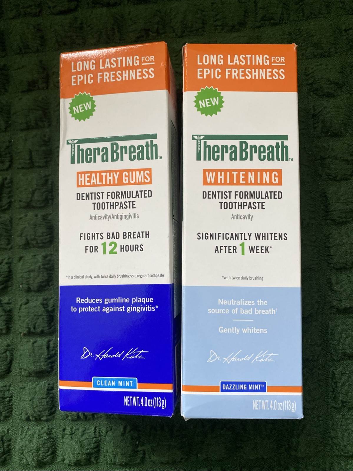 Lot of 2 TheraBreath Whitening & GUMS Toothpaste – Dazzling Mint Exp 9 & 12/2027