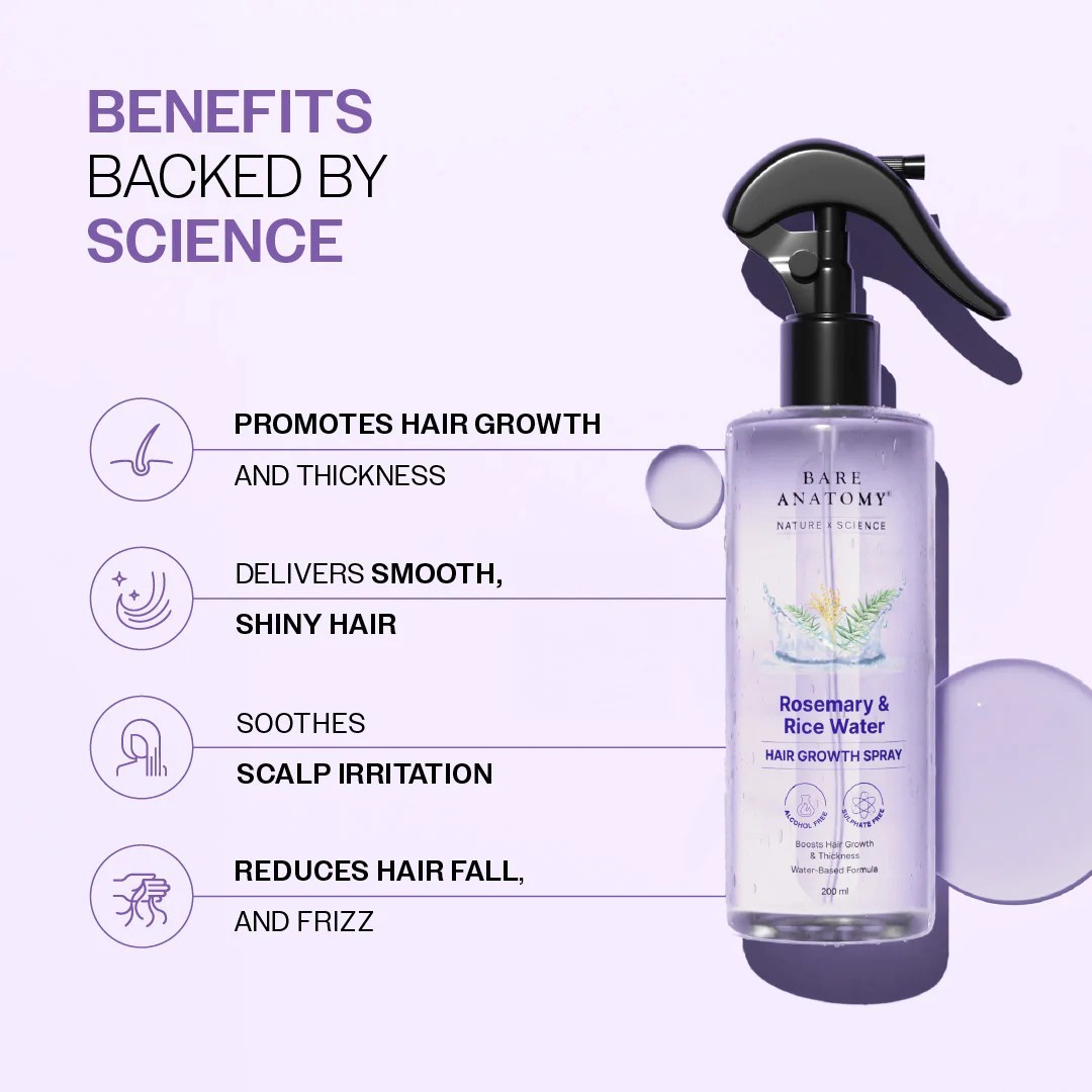 Bare Anatomy Rosemary & Rice Water Hair Growth Spray-200ml