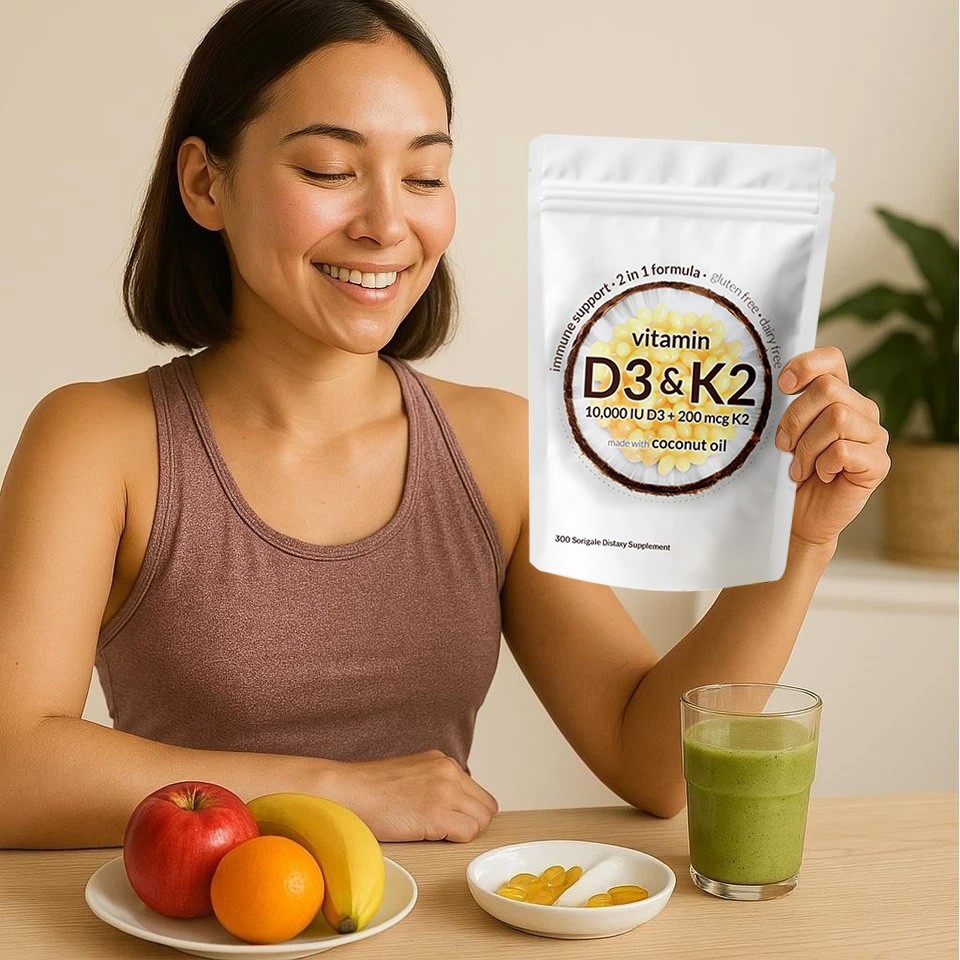 Vitamin D3 10000 iu Plus K2 (MK-7) 200 mcg, 300 Virgin Coconut Oil Softgels
