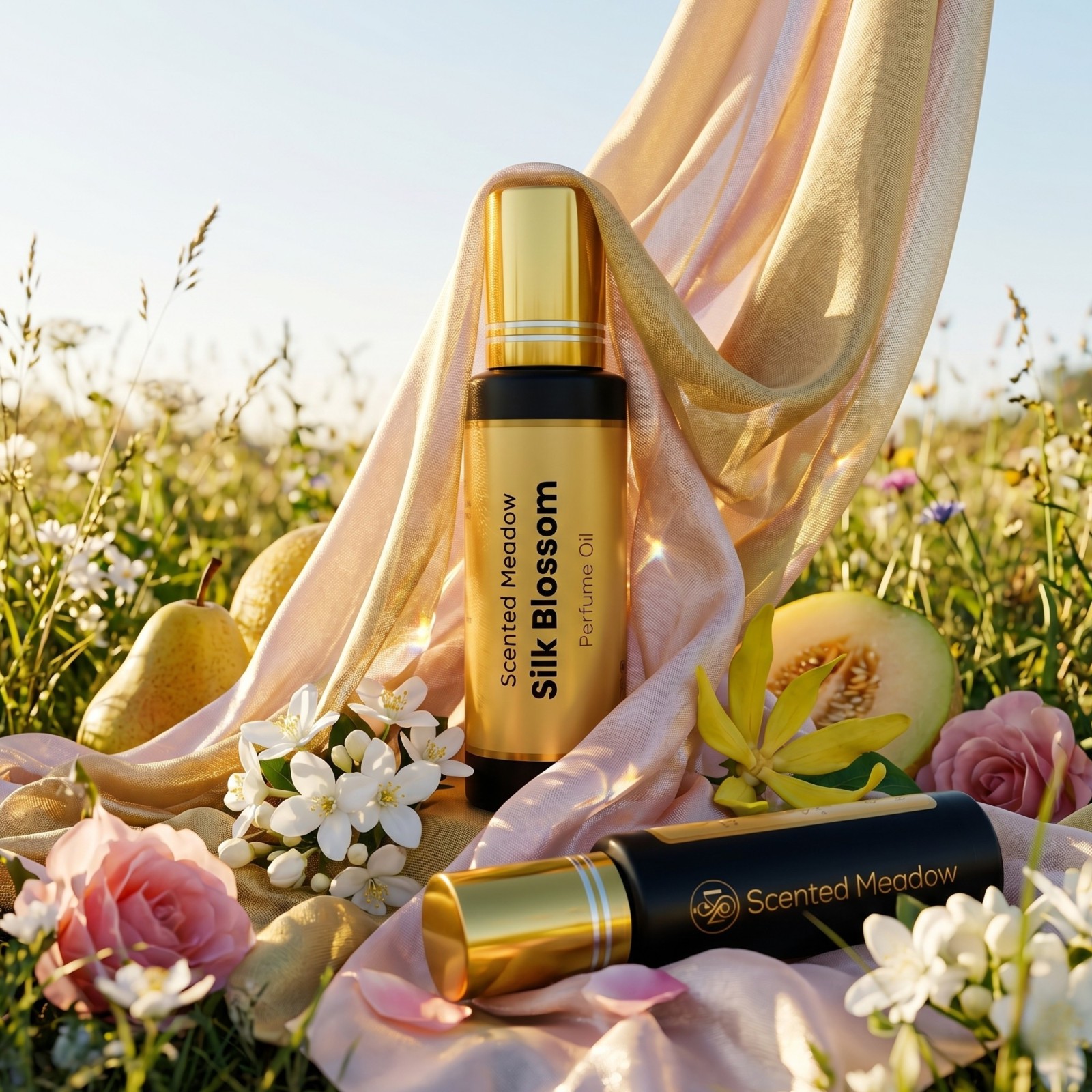Scented Meadow Silk Blossom Roll-On Perfume Oil for Women – 0.5 fl oz (15 ml)