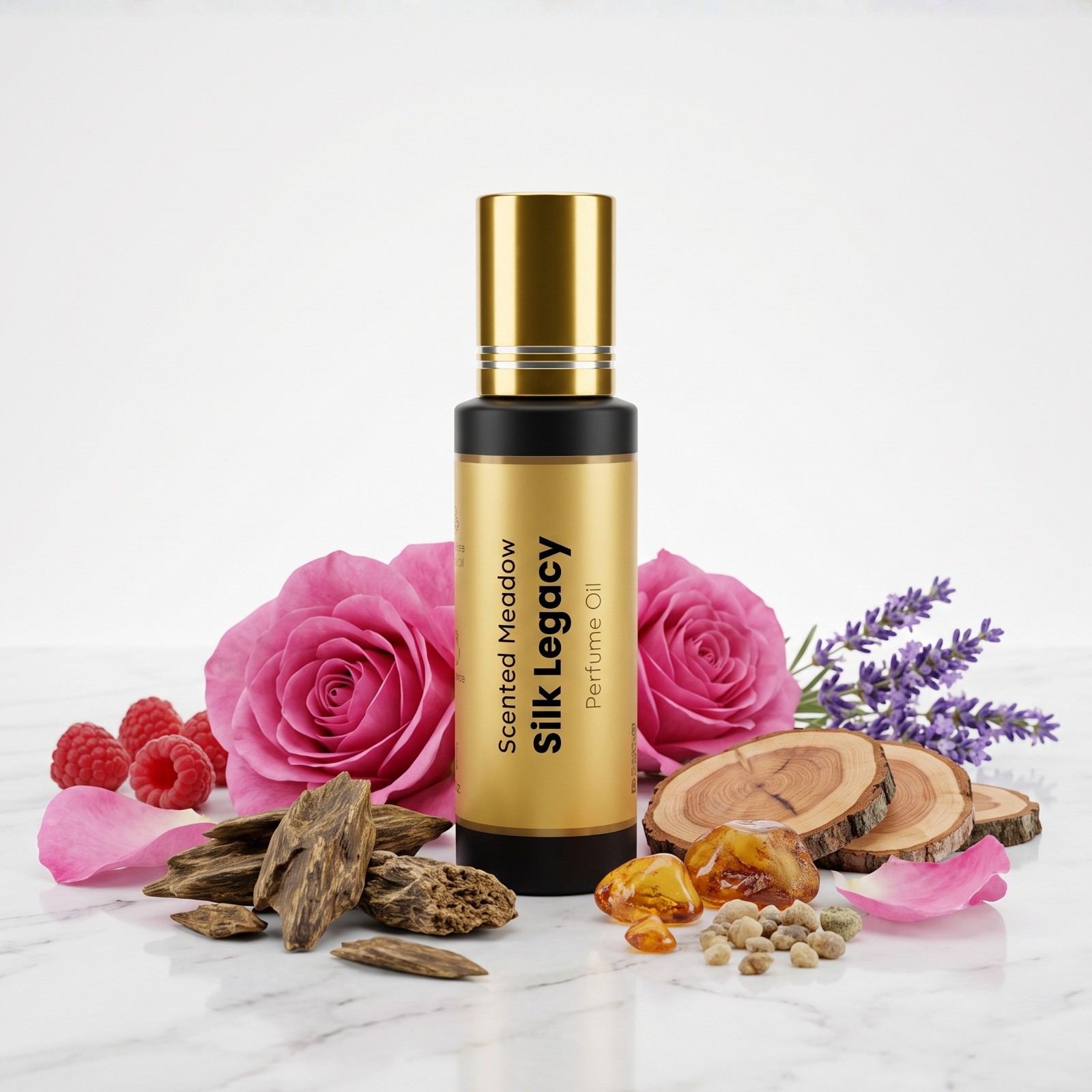 Scented Meadow Silk Legacy Roll-On Perfume Oil for Unisex – 0.5 fl oz (15 ml)