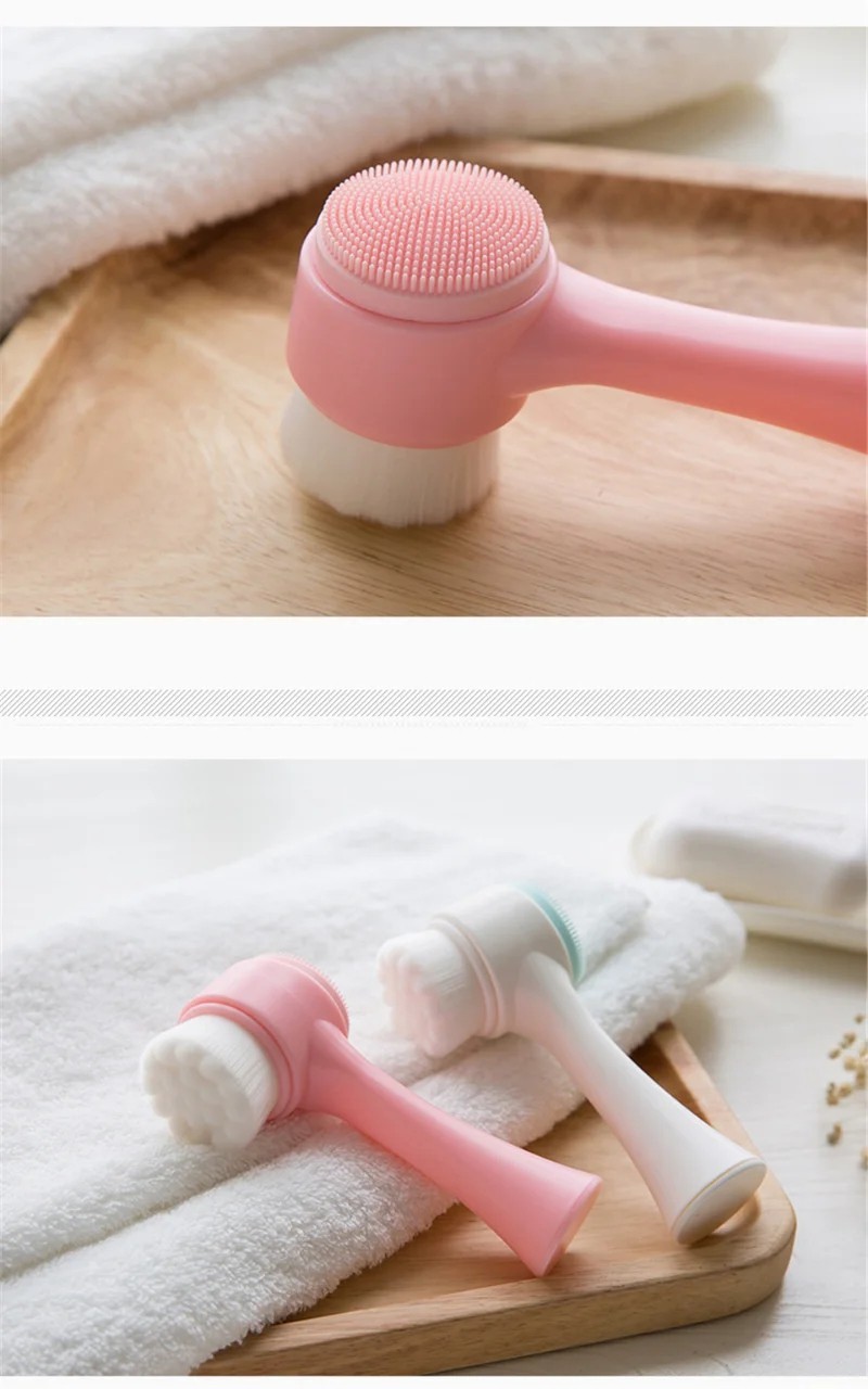 3D dual-SIDED SILICONE FACIAL CLEANSING BRUSH – SOFT EXFOLIATING FACE SCRUBBER