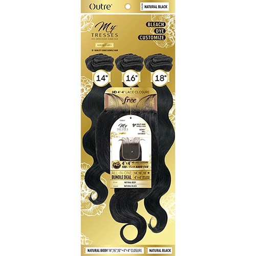 100% Human hair Mytresses Gold Label Natural Body Closure