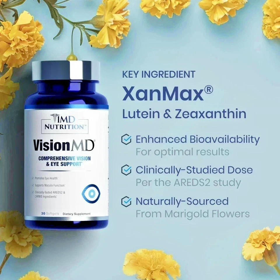 3 Pack 1MD Nutrition Vision MD Eye Vitamin CARMIS – Eye Supplement – 30 Softgels