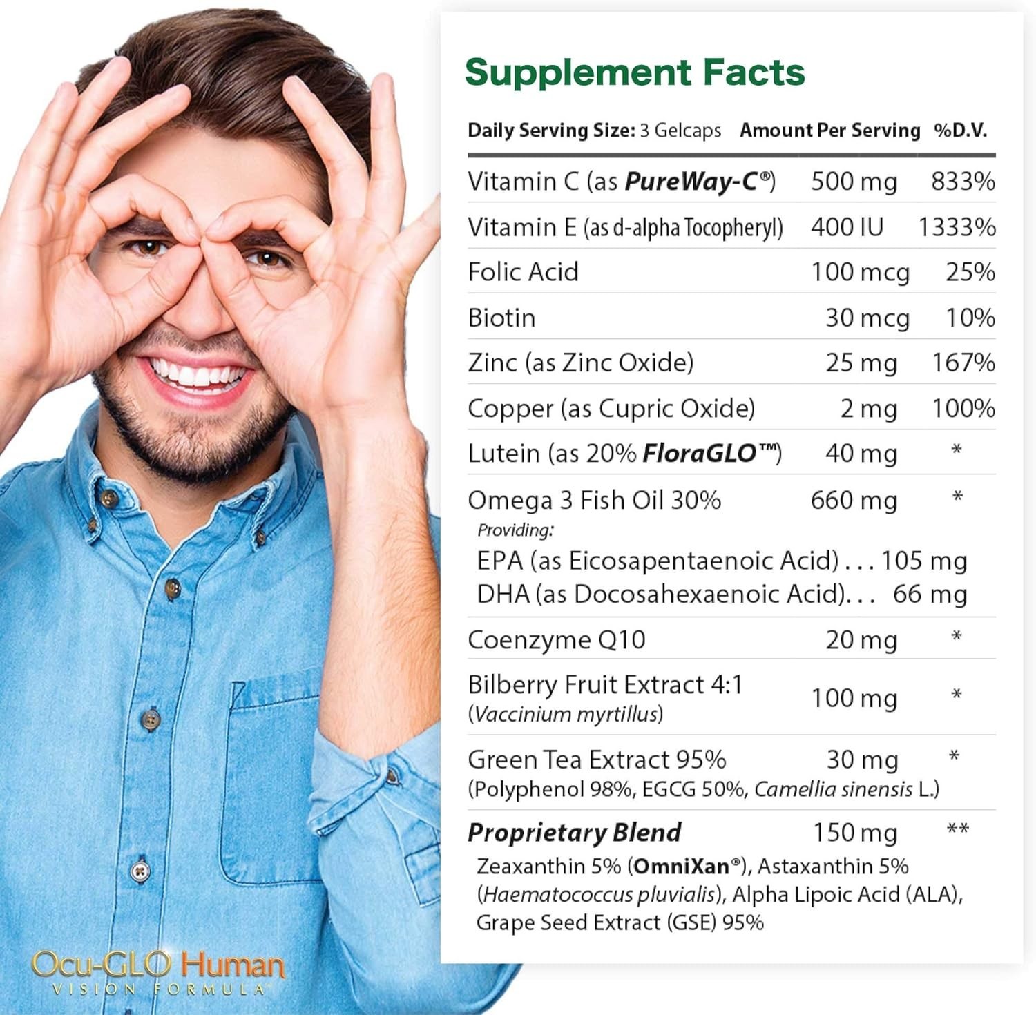 Human Vision Formula Eye Health Support – 90 Natural Antioxidant Capsules