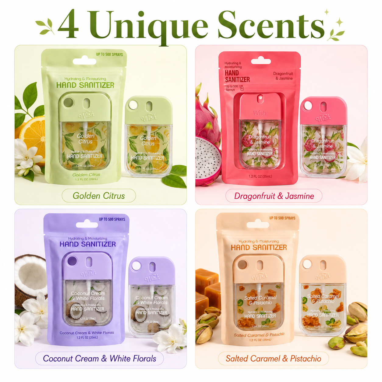 Pocket Hand Sanitizer Spray 1.2 fl oz Choose Scent Moisturizing Travel Size