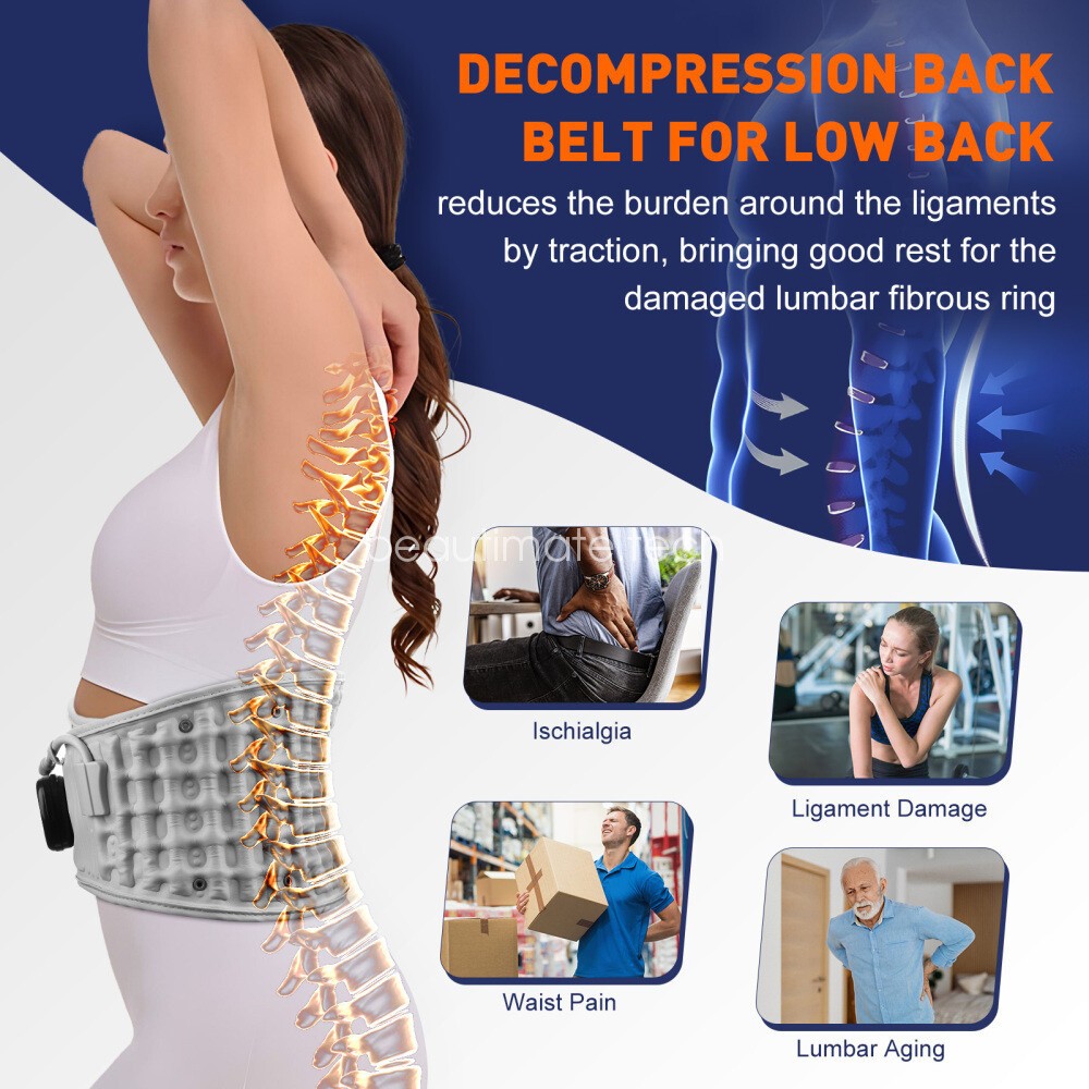 Heating Vibration Waist Belt Red Light Massager Lower Back Pain Relief Daily Use