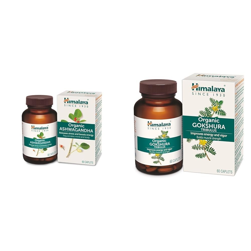 Himalaya Organic Ashwagandha & Gokshura 60 Caplets Each – For Daily Wellness