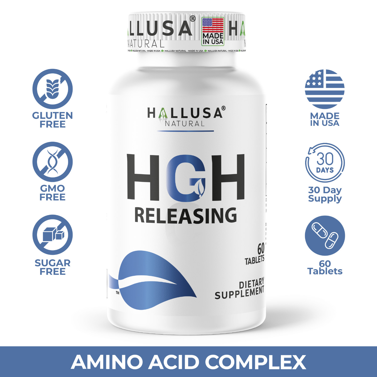 HGHBooster | Amino Acid Complex | Energy, Muscle & Workout Support | 60 Tablets