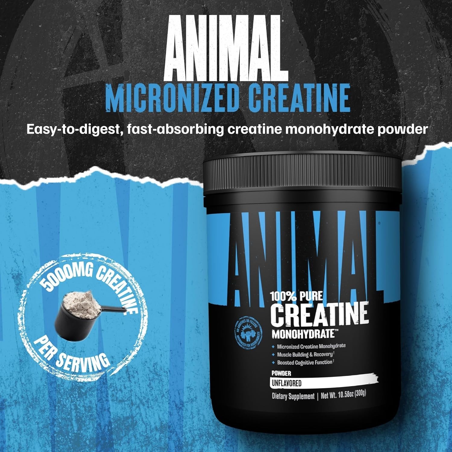 Universal Animal Micronized Creatine Monohydrate Powder Unflavored 300 Grams NEW